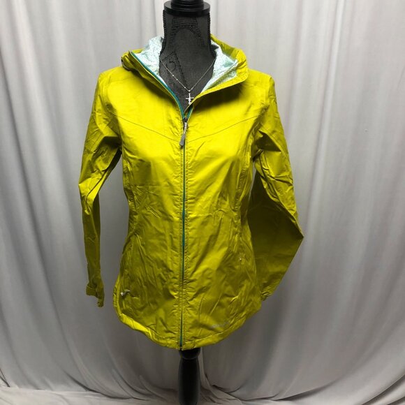 Eddie Bauer Waterproof Hooded Jacket Womens Size Small Chartreuse Windbreaker - Picture 1 of 6